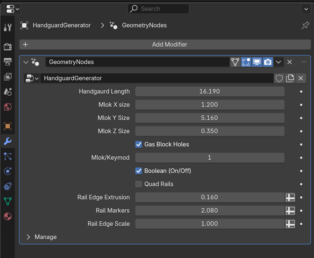 Blender AR Handguard Generator - Geometry Nodes Generator - .blend File